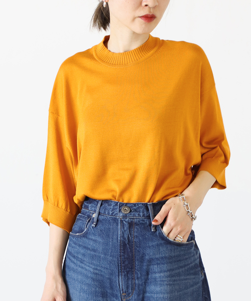 VERMEIL par iena(ヴェルメイユパーイエナ)の「【HAVEL studio/ハーヴェル スタジオ】 PLAIN STITCH プルオーバー◆(ニット/セーター・レディース・イエロー/ライトグレー・SMALL)」の9枚目の写真