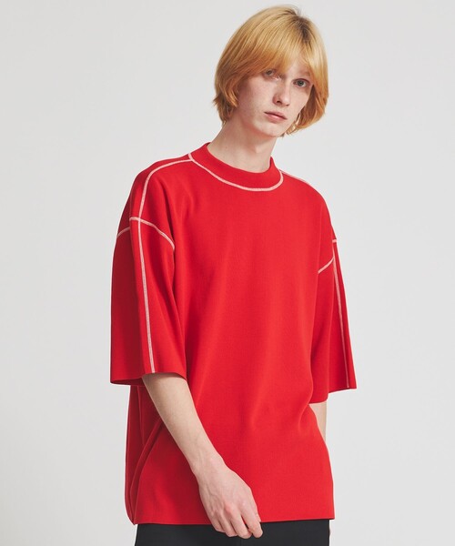 LiNoH（リノー）の「COTTON EMBROIDER CREW NECK S/S KNIT（ニット/セーター・メンズ・ライトグレー/レッド/ブラック/ブルー/グリーン・1/2）」の5枚目の写真