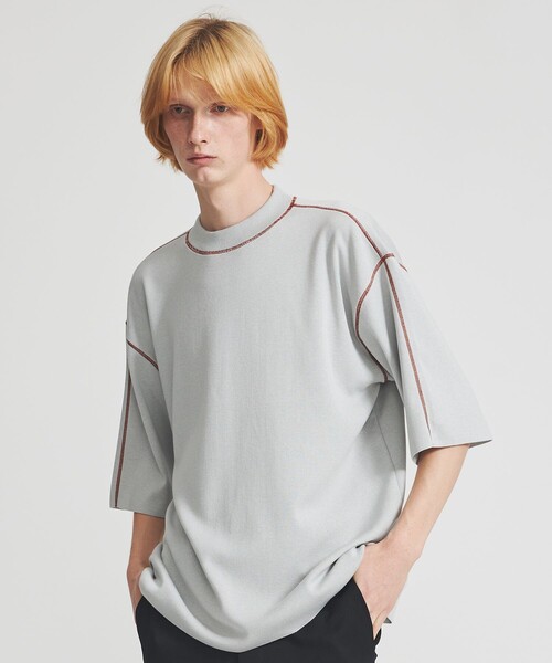LiNoH（リノー）の「COTTON EMBROIDER CREW NECK S/S KNIT（ニット/セーター・メンズ・ライトグレー/レッド/ブラック/ブルー/グリーン・1/2）」の3枚目の写真