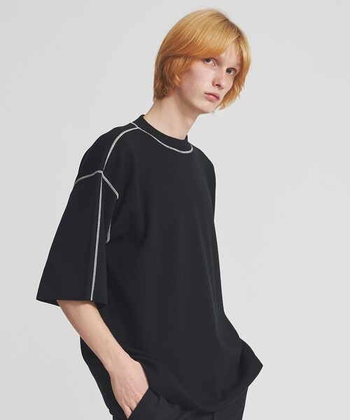 LiNoH（リノー）の「COTTON EMBROIDER CREW NECK S/S KNIT（ニット/セーター・メンズ・ライトグレー/レッド/ブラック/ブルー/グリーン・1/2）」の2枚目の写真