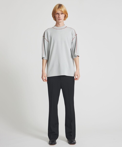 LiNoH（リノー）の「COTTON EMBROIDER CREW NECK S/S KNIT（ニット/セーター・メンズ・ライトグレー/レッド/ブラック/ブルー/グリーン・1/2）」の7枚目の写真