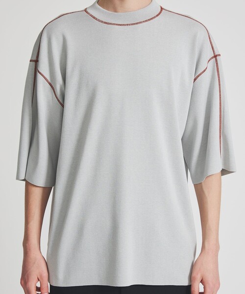 LiNoH（リノー）の「COTTON EMBROIDER CREW NECK S/S KNIT（ニット/セーター・メンズ・ライトグレー/レッド/ブラック/ブルー/グリーン・1/2）」の10枚目の写真