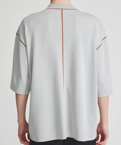 LiNoH（リノー）の「COTTON EMBROIDER CREW NECK S/S KNIT（ニット/セーター・メンズ・ライトグレー/レッド/ブラック/ブルー/グリーン・1/2）」の12枚目の写真