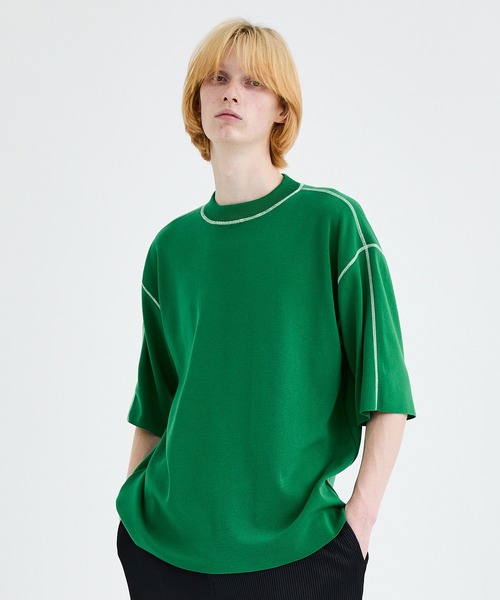 LiNoH（リノー）の「COTTON EMBROIDER CREW NECK S/S KNIT（ニット/セーター・メンズ・ライトグレー/レッド/ブラック/ブルー/グリーン・1/2）」の4枚目の写真