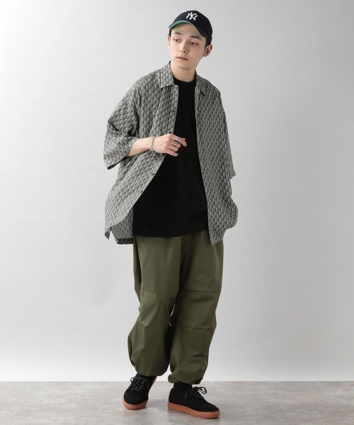 グレピン✖️餅柄　50年代レーヨン　シャツ 50年代 50s ボックス シャークカラー 長袖 総柄 │ヴィテージ古着屋