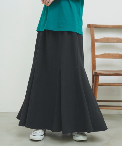 Libra Cue（リブラ キュー）の「”リネンミックスマーメイドフレアロングスカート”　　　　　　　　　タイト過ぎないリラックスした大人のマーメイドシルエット（スカート・レディース・ブラック/アイボリー・FREE）」の2枚目の写真
