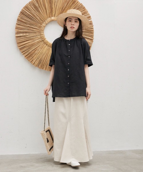 Libra Cue（リブラ キュー）の「”リネンミックスマーメイドフレアロングスカート”　　　　　　　　　タイト過ぎないリラックスした大人のマーメイドシルエット（スカート・レディース・ブラック/アイボリー・FREE）」の14枚目の写真