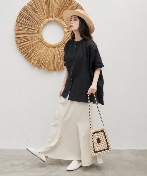 Libra Cue（リブラ キュー）の「”リネンミックスマーメイドフレアロングスカート”　　　　　　　　　タイト過ぎないリラックスした大人のマーメイドシルエット（スカート・レディース・ブラック/アイボリー・FREE）」の9枚目の写真