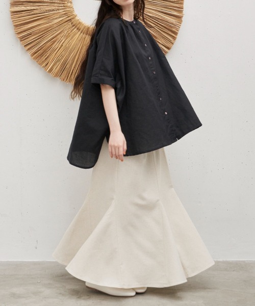 Libra Cue（リブラ キュー）の「”リネンミックスマーメイドフレアロングスカート”　　　　　　　　　タイト過ぎないリラックスした大人のマーメイドシルエット（スカート・レディース・ブラック/アイボリー・FREE）」の17枚目の写真