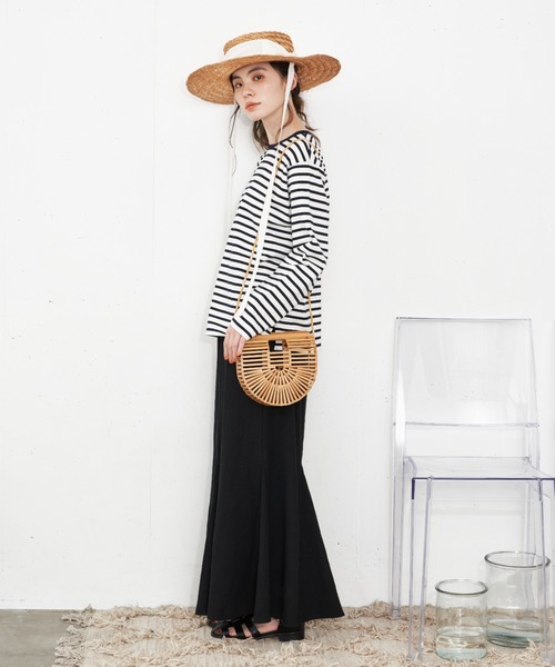 Libra Cue（リブラ キュー）の「”リネンミックスマーメイドフレアロングスカート”　　　　　　　　　タイト過ぎないリラックスした大人のマーメイドシルエット（スカート・レディース・ブラック/アイボリー・FREE）」の20枚目の写真