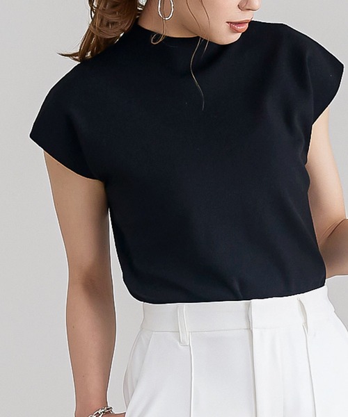 KOBE LETTUCE（コウベレタス）の「モックネックニットトップス（ニット/セーター・レディース・レッド/グレー/ブラック/グレイッシュベージュ/グリーン/パープル・FREE）」の2枚目の写真