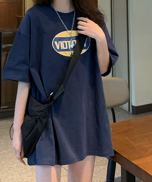 meJane(ミージェーン)の「ビッグシルエットかすれサークルロゴTシャツ【ZOZOTOWN限定】(Tシャツ/カットソー・レディース・ホワイト/ブラック/ネイビー・FREE)」の3枚目の写真