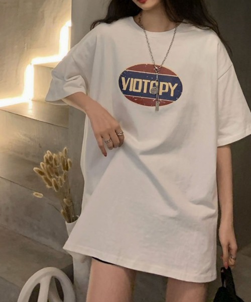 meJane(ミージェーン)の「ビッグシルエットかすれサークルロゴTシャツ【ZOZOTOWN限定】(Tシャツ/カットソー・レディース・ホワイト/ブラック/ネイビー・FREE)」の4枚目の写真