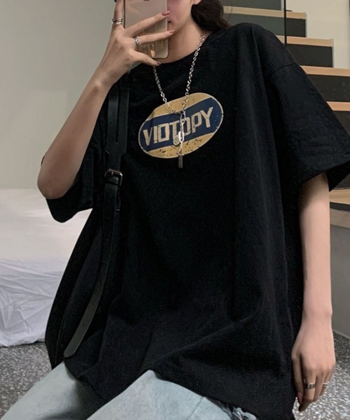 meJane(ミージェーン)の「ビッグシルエットかすれサークルロゴTシャツ【ZOZOTOWN限定】(Tシャツ/カットソー・レディース・ホワイト/ブラック/ネイビー・FREE)」の9枚目の写真