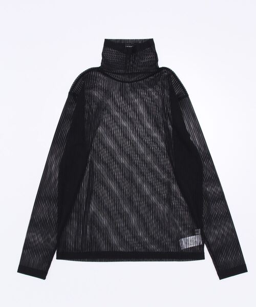 EVRIS（エヴリス）の「シアーリブトップス（Tシャツ/カットソー・レディース・カーキ/ブラック・FREE）」の2枚目の写真