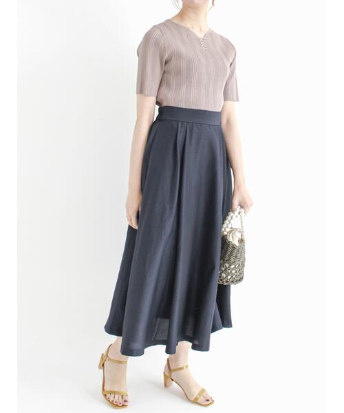 Te chichi（テチチ）の「前後2wayレースアップリブニット（ニット/セーター・レディース・ブラック/モカ/オフホワイト/ブルー・ﾌﾘ-）」の7枚目の写真