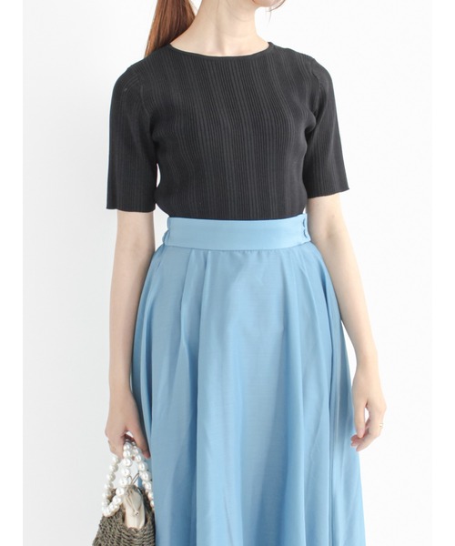 Te chichi（テチチ）の「前後2wayレースアップリブニット（ニット/セーター・レディース・ブラック/モカ/オフホワイト/ブルー・ﾌﾘ-）」の3枚目の写真