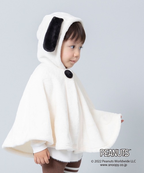 trois lapins kp（トロワラパンケーピー）の「PEANUTS シャギーフリースマント(Free 80-95cm)（ポンチョ・キッズ・オフホワイト・FREE）」の5枚目の写真