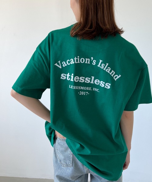 H.Warren(エイチウォーレン)の「バックハーフロゴプリントビッグT(Tシャツ/カットソー・レディース・ホワイト/グリーン・FREE)」の2枚目の写真