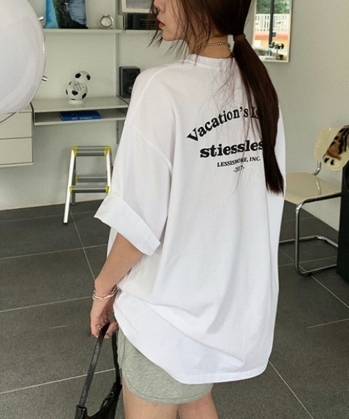 H.Warren(エイチウォーレン)の「バックハーフロゴプリントビッグT(Tシャツ/カットソー・レディース・ホワイト/グリーン・FREE)」の5枚目の写真