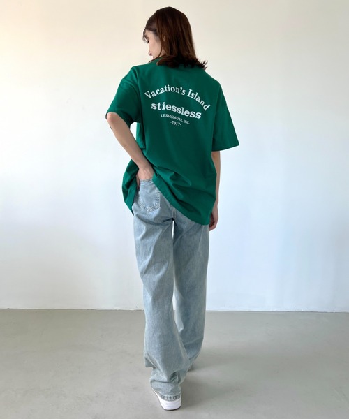 H.Warren(エイチウォーレン)の「バックハーフロゴプリントビッグT(Tシャツ/カットソー・レディース・ホワイト/グリーン・FREE)」の17枚目の写真