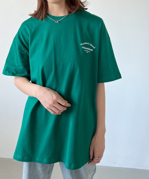 H.Warren(エイチウォーレン)の「バックハーフロゴプリントビッグT(Tシャツ/カットソー・レディース・ホワイト/グリーン・FREE)」の18枚目の写真