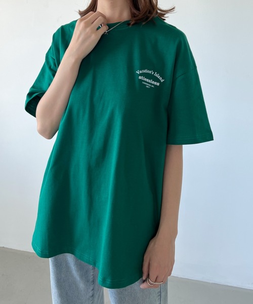 H.Warren(エイチウォーレン)の「バックハーフロゴプリントビッグT(Tシャツ/カットソー・レディース・ホワイト/グリーン・FREE)」の16枚目の写真