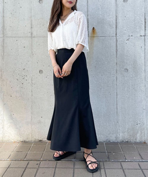 apres jour mignon(アプレジュールミニョン)の「幾何学柄レース開襟シャツ【ZOZOTOWN限定アイテム】(シャツ/ブラウス・レディース・ブラック/ダークブラウン/オフホワイト・X-LARGE/フリー)」の8枚目の写真
