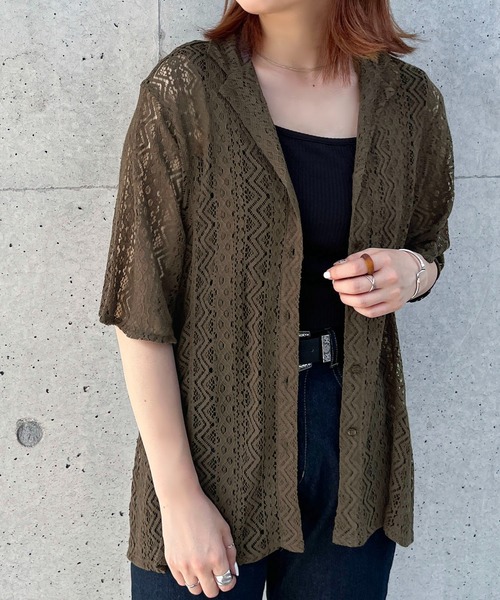 apres jour mignon(アプレジュールミニョン)の「幾何学柄レース開襟シャツ【ZOZOTOWN限定アイテム】(シャツ/ブラウス・レディース・ブラック/ダークブラウン/オフホワイト・X-LARGE/フリー)」の17枚目の写真