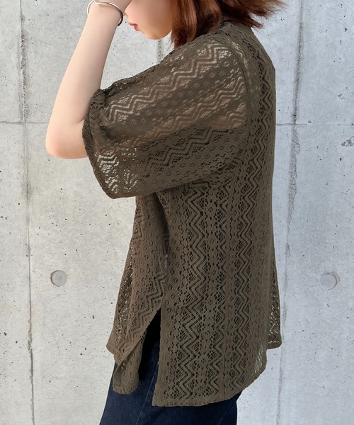 apres jour mignon(アプレジュールミニョン)の「幾何学柄レース開襟シャツ【ZOZOTOWN限定アイテム】(シャツ/ブラウス・レディース・ブラック/ダークブラウン/オフホワイト・X-LARGE/フリー)」の18枚目の写真