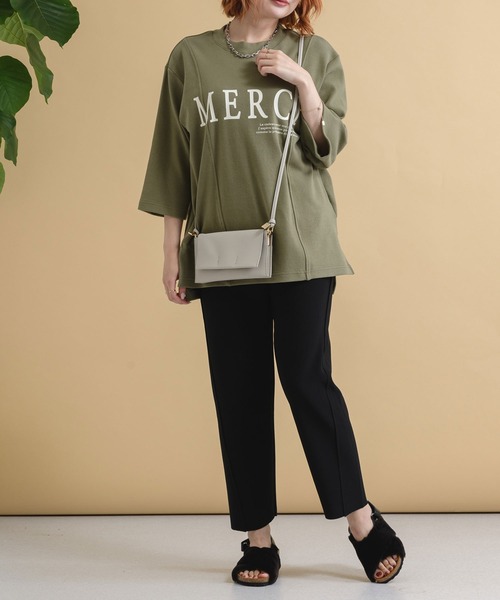 Paradise Picnic（パラダイスピクニック）の「Lallia Mu ピーチスキンオーバーロゴT（Tシャツ/カットソー・レディース・ホワイト/カーキ・FREE）」の7枚目の写真