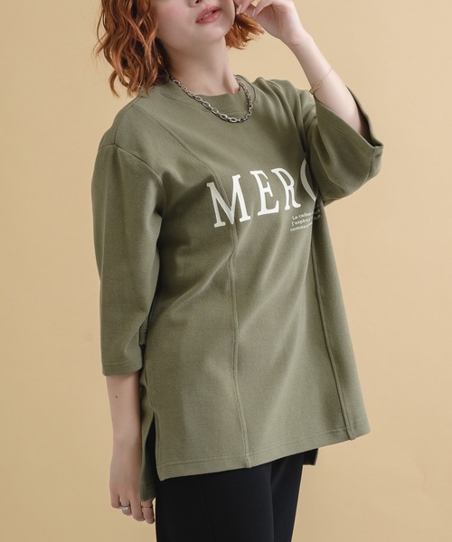 Paradise Picnic（パラダイスピクニック）の「Lallia Mu ピーチスキンオーバーロゴT（Tシャツ/カットソー・レディース・ホワイト/カーキ・FREE）」の9枚目の写真