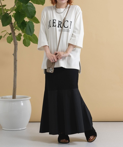 Paradise Picnic（パラダイスピクニック）の「Lallia Mu ピーチスキンオーバーロゴT（Tシャツ/カットソー・レディース・ホワイト/カーキ・FREE）」の3枚目の写真