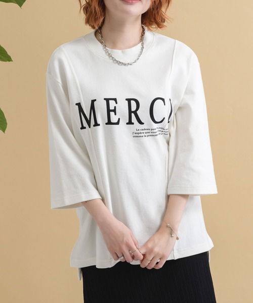 Paradise Picnic（パラダイスピクニック）の「Lallia Mu ピーチスキンオーバーロゴT（Tシャツ/カットソー・レディース・ホワイト/カーキ・FREE）」の4枚目の写真