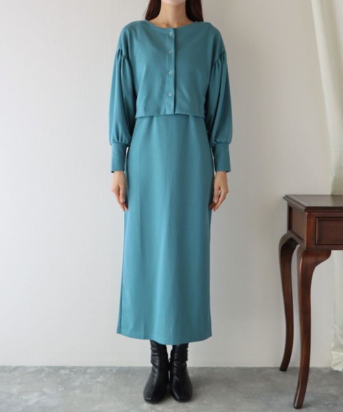 BLUEEAST(ブルーイースト)の「ポンチカーディガンセットキャミワンピース(ワンピース・レディース・ブラック/ブラウン/ベージュ/ブルー・MEDIUM)」の18枚目の写真