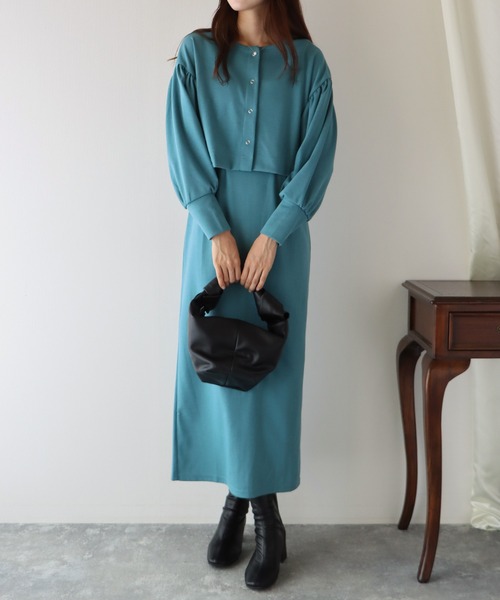 BLUEEAST(ブルーイースト)の「ポンチカーディガンセットキャミワンピース(ワンピース・レディース・ブラック/ブラウン/ベージュ/ブルー・MEDIUM)」の8枚目の写真