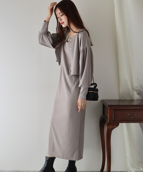 BLUEEAST(ブルーイースト)の「ポンチカーディガンセットキャミワンピース(ワンピース・レディース・ブラック/ブラウン/ベージュ/ブルー・MEDIUM)」の17枚目の写真