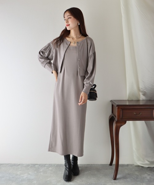 BLUEEAST(ブルーイースト)の「ポンチカーディガンセットキャミワンピース(ワンピース・レディース・ブラック/ブラウン/ベージュ/ブルー・MEDIUM)」の14枚目の写真