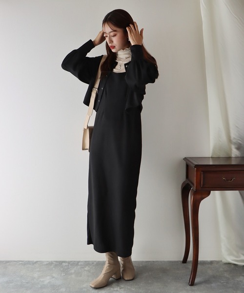 BLUEEAST(ブルーイースト)の「ポンチカーディガンセットキャミワンピース(ワンピース・レディース・ブラック/ブラウン/ベージュ/ブルー・MEDIUM)」の19枚目の写真