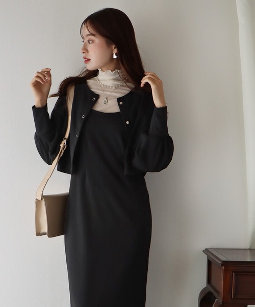 BLUEEAST(ブルーイースト)の「ポンチカーディガンセットキャミワンピース(ワンピース・レディース・ブラック/ブラウン/ベージュ/ブルー・MEDIUM)」の9枚目の写真