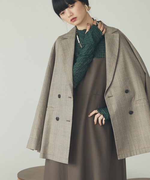 Green　Parks（グリーンパークス）の「テーラードジャケット（テーラードジャケット・レディース・チェック/ネイビー・FREE）」の2枚目の写真