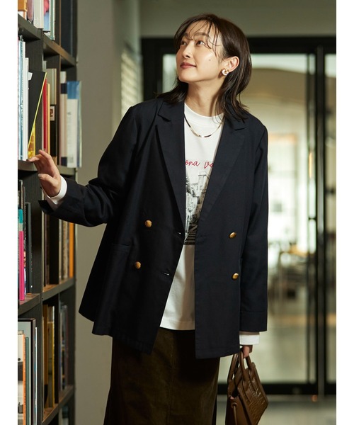 Green　Parks（グリーンパークス）の「テーラードジャケット（テーラードジャケット・レディース・チェック/ネイビー・FREE）」の3枚目の写真