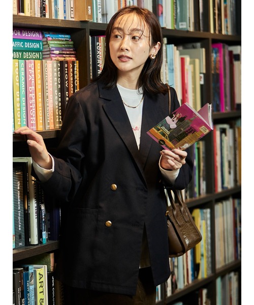 Green　Parks（グリーンパークス）の「テーラードジャケット（テーラードジャケット・レディース・チェック/ネイビー・FREE）」の7枚目の写真