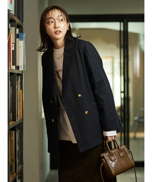 Green　Parks（グリーンパークス）の「テーラードジャケット（テーラードジャケット・レディース・チェック/ネイビー・FREE）」の9枚目の写真