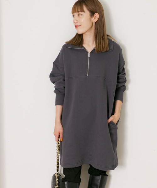 URBAN RESEARCH Sonny Label（アーバンリサーチサニーレーベル）の「ハーフジップスウェットチュニック（チュニック・レディース・ブラック/グレー/オレンジ・FREE）」の3枚目の写真