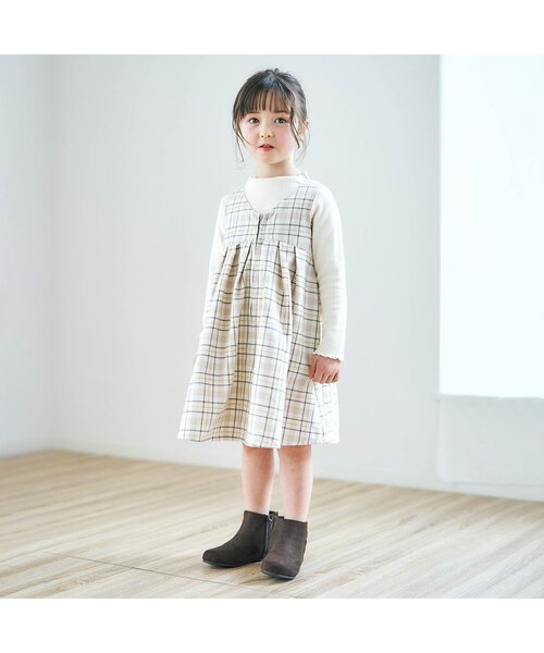 apres les cours（アプレレクール）の「【フォーマル対応】後ろリボンジャンパースカート_アプレレクールマシェリ（ジャンパースカート・キッズ・ベージュ/グレー・110/80/90/140/130/100/120）」の6枚目の写真