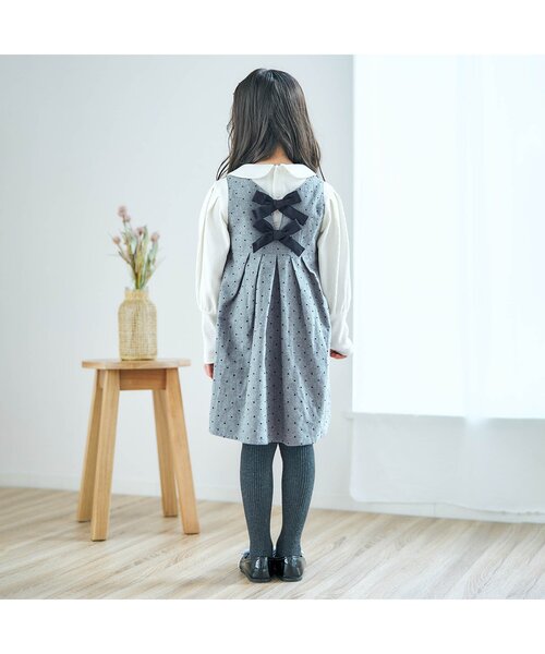 apres les cours（アプレレクール）の「【フォーマル対応】後ろリボンジャンパースカート_アプレレクールマシェリ（ジャンパースカート・キッズ・ベージュ/グレー・110/80/90/140/130/100/120）」の9枚目の写真
