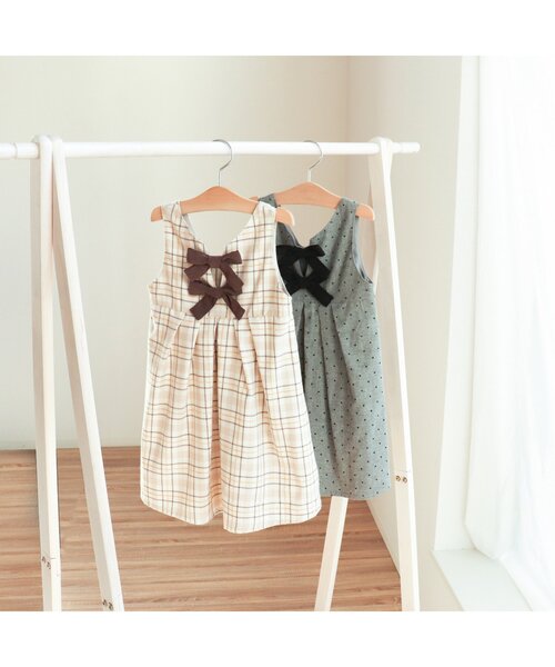 apres les cours（アプレレクール）の「【フォーマル対応】後ろリボンジャンパースカート_アプレレクールマシェリ（ジャンパースカート・キッズ・ベージュ/グレー・110/80/90/140/130/100/120）」の12枚目の写真