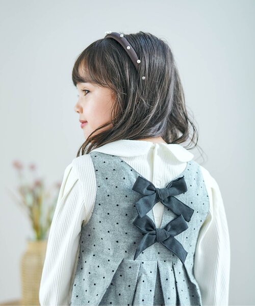 apres les cours（アプレレクール）の「【フォーマル対応】後ろリボンジャンパースカート_アプレレクールマシェリ（ジャンパースカート・キッズ・ベージュ/グレー・110/80/90/140/130/100/120）」の14枚目の写真