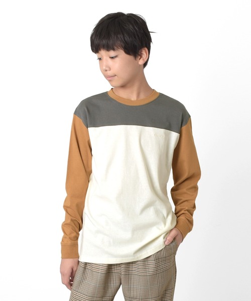 GLAZOS（グラソス）の「切り替えロングTシャツ（Tシャツ/カットソー・キッズ・ブラック/ネイビー/ベージュ・160cm/140cm/170cm/150cm）」の9枚目の写真